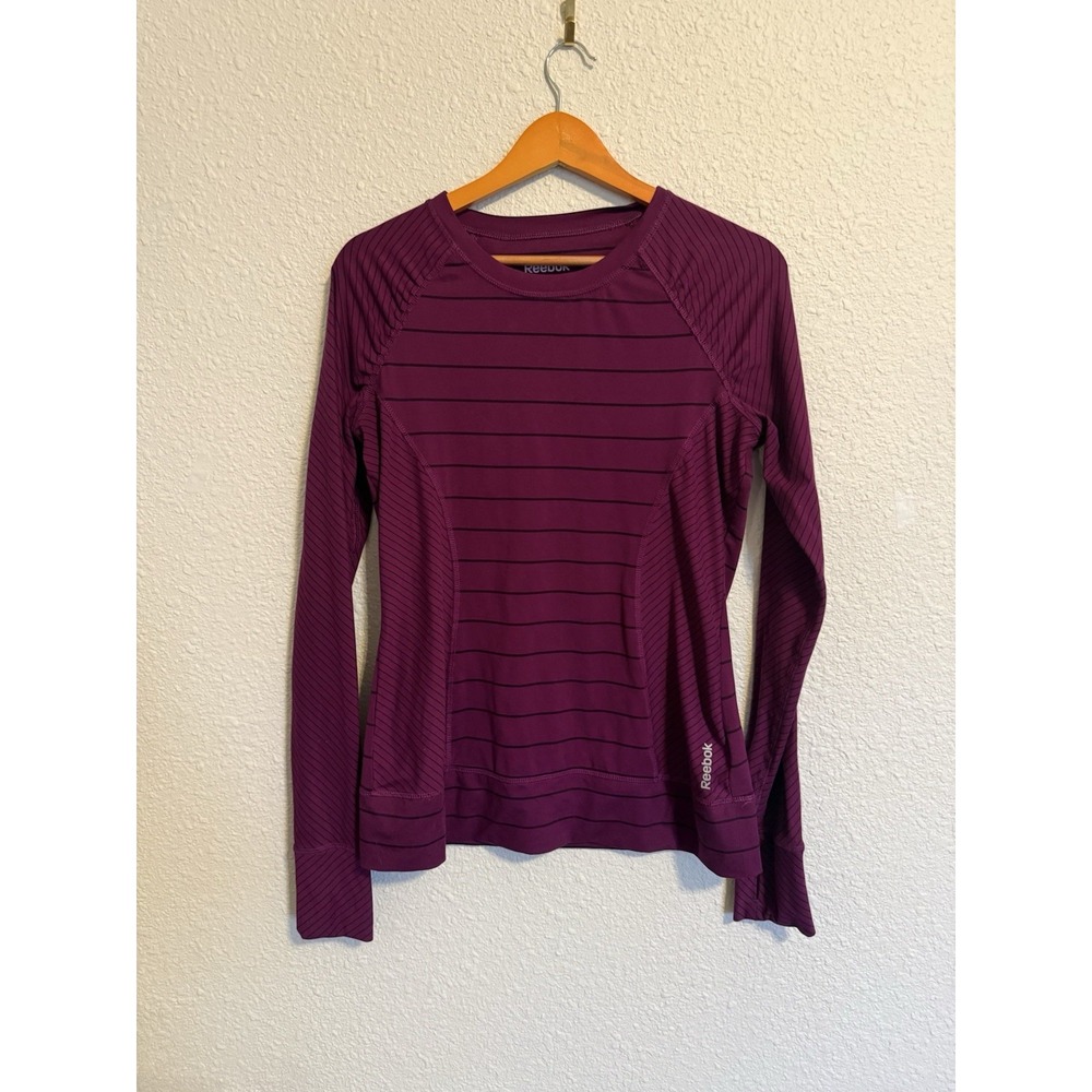 Reebok Womens Running Shirt Medium Purple Long Sleeve Thumb Hole